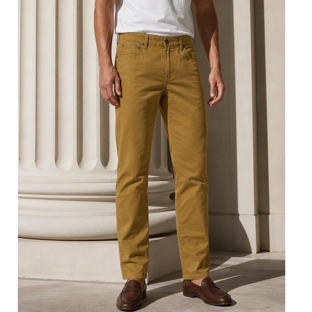 Levis 505 Regular Fit Straight Leg Pants Mustard Yellow Ochre 27x30 Mens